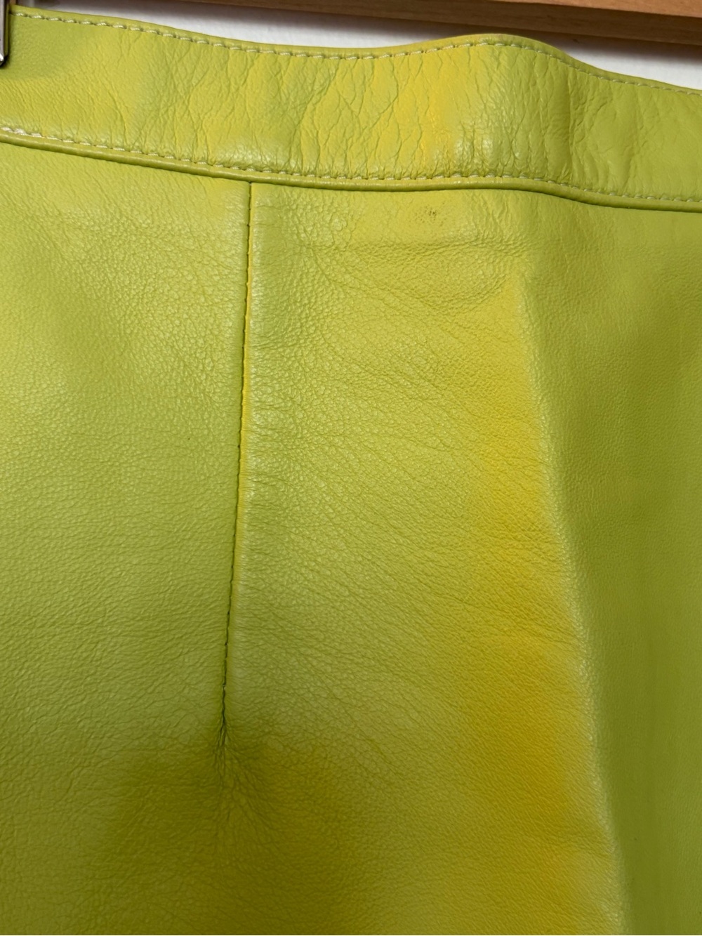 Women’s Lime Green lambskin Leather Pencil Skirt - Picture 5 of 5